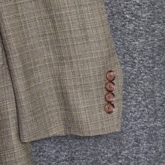 Ralph Lauren Blue Label Wool Silk Beige Check Plaid Pattern Blazer Coat Sz 52 R - Picture 3 of 12